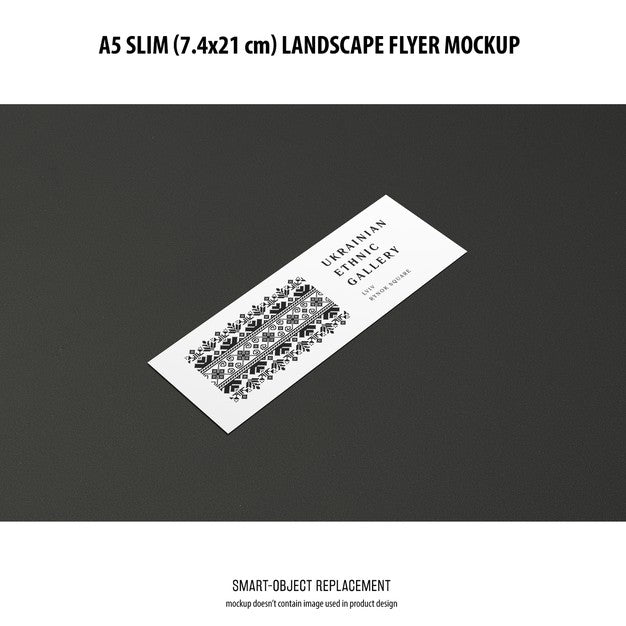 Free A5 Slim Landscape Flyer Mockup Psd