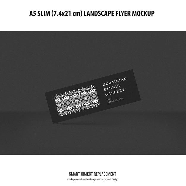 Free A5 Slim Landscape Flyer Mockup Psd