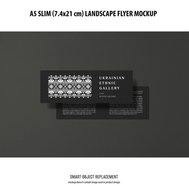 Free A5 Slim Landscape Flyer Mockup Psd