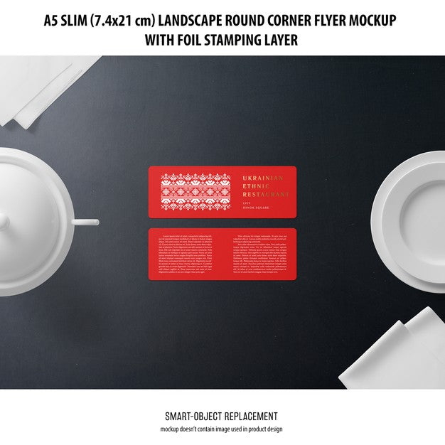 Free A5 Slim Landscape Flyer Mockup Psd