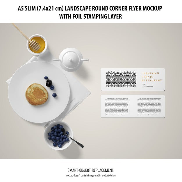 Free A5 Slim Landscape Flyer Mockup Psd