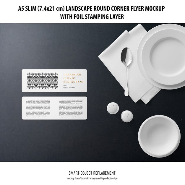 Free A5 Slim Landscape Flyer Mockup Psd