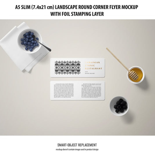 Free A5 Slim Landscape Flyer Mockup Psd