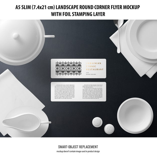 Free A5 Slim Landscape Flyer Mockup Psd