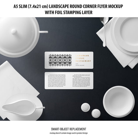 Free A5 Slim Landscape Flyer Mockup Psd