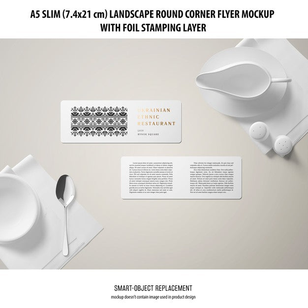 Free A5 Slim Landscape Flyer Mockup Psd