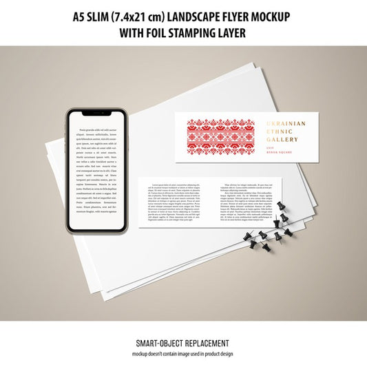 Free A5 Slim Landscape Flyer Mockup Psd