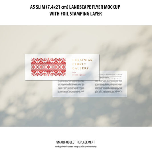 Free A5 Slim Landscape Flyer Mockup Psd