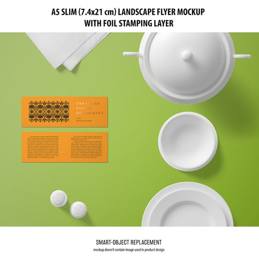 Free A5 Slim Landscape Flyer Mockup Psd