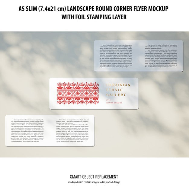 Free A5 Slim Landscape Flyer Mockup Psd