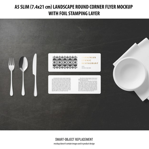 Free A5 Slim Landscape Flyer Mockup Psd