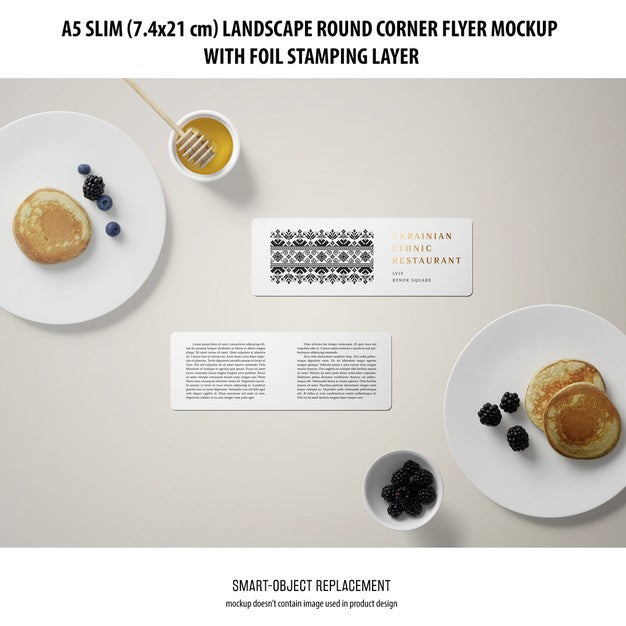 Free A5 Slim Landscape Flyer Mockup Psd