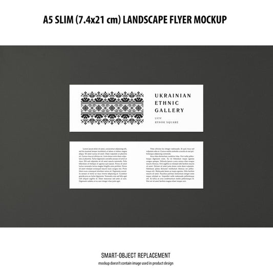 Free A5 Slim Landscape Flyer Mockup Psd