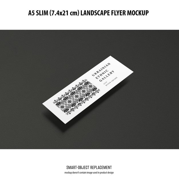 Free A5 Slim Landscape Flyer Mockup Psd