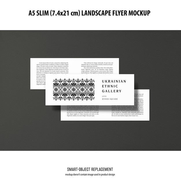 Free A5 Slim Landscape Flyer Mockup Psd