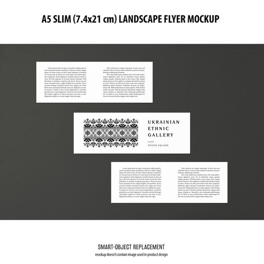 Free A5 Slim Landscape Flyer Mockup Psd