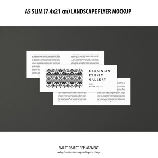 Free A5 Slim Landscape Flyer Mockup Psd