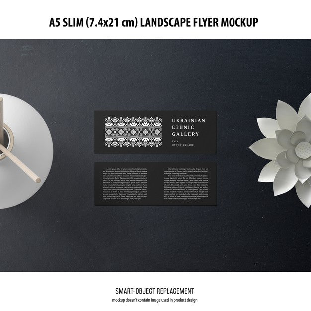 Free A5 Slim Landscape Flyer Mockup Psd