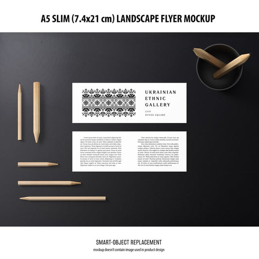 Free A5 Slim Landscape Flyer Mockup Psd