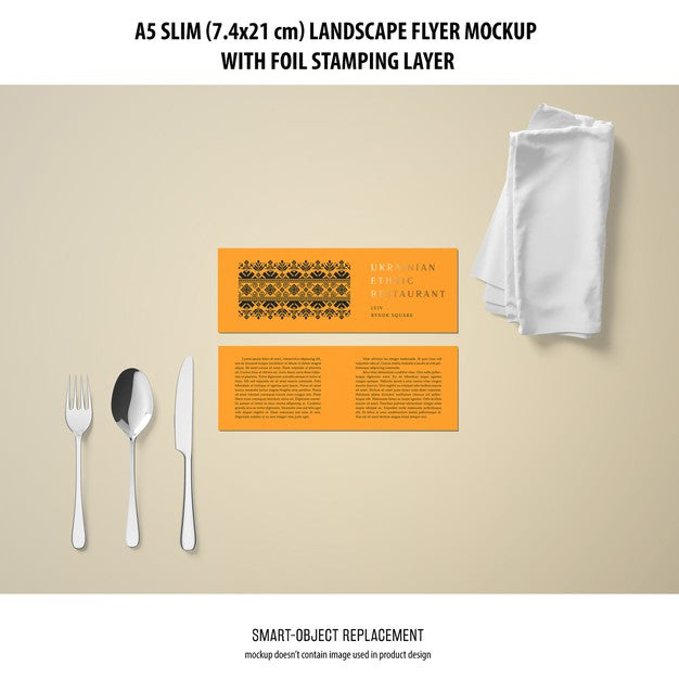 Free A5 Slim Landscape Flyer Mockup Psd