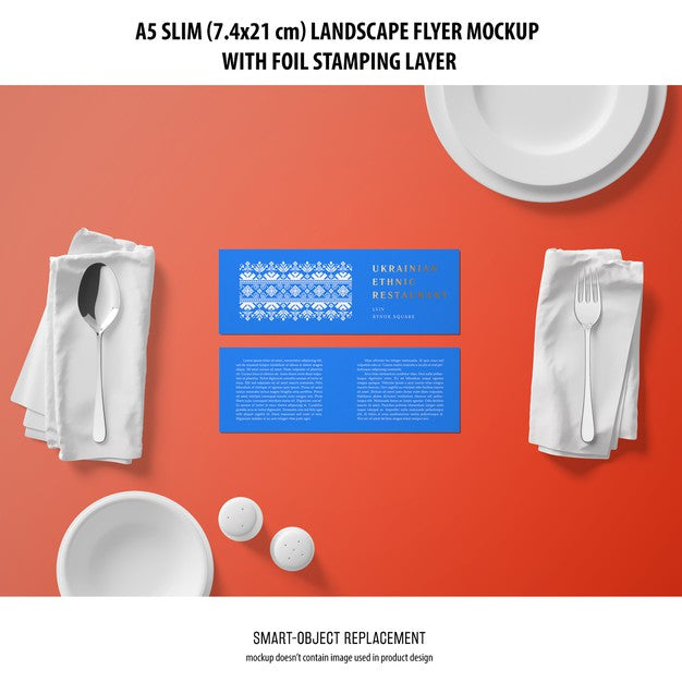 Free A5 Slim Landscape Flyer Mockup Psd