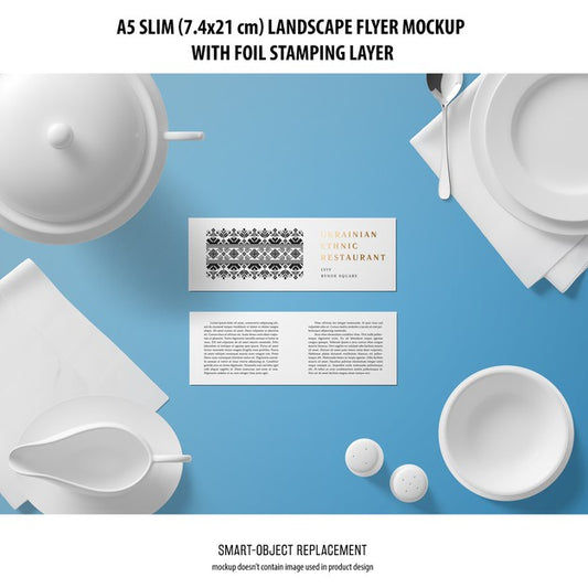 Free A5 Slim Landscape Flyer Mockup Psd