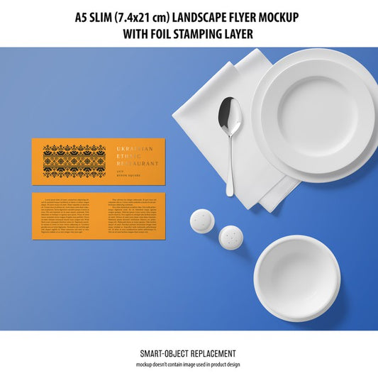 Free A5 Slim Landscape Flyer Mockup Psd