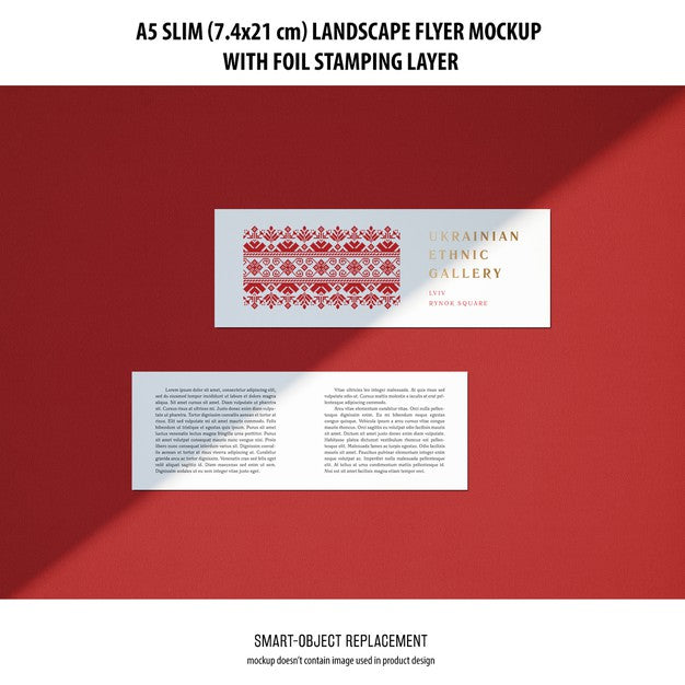 Free A5 Slim Landscape Flyer Mockup Psd