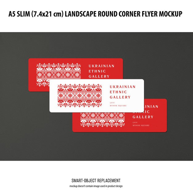 Free A5 Slim Landscape Flyer Mockup Psd