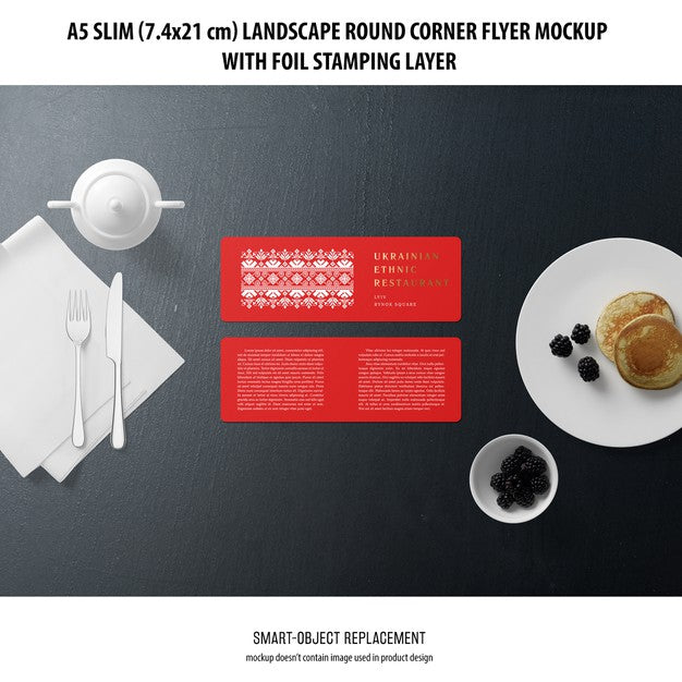 Free A5 Slim Landscape Flyer Mockup Psd