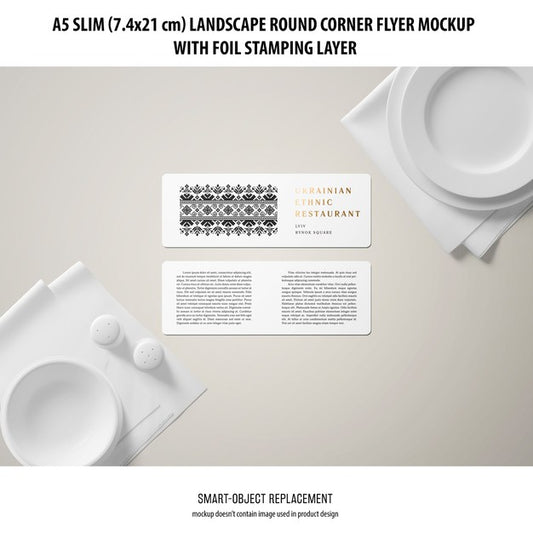 Free A5 Slim Landscape Flyer Mockup Psd