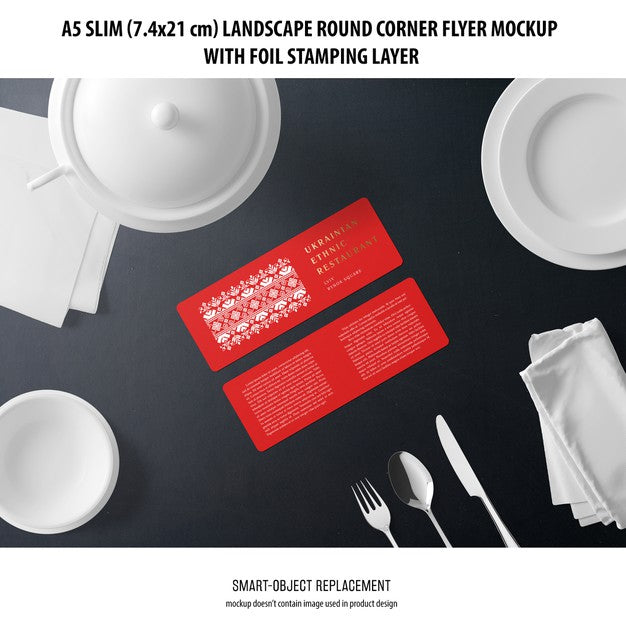 Free A5 Slim Landscape Flyer Mockup Psd