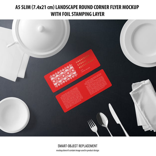 Free A5 Slim Landscape Flyer Mockup Psd