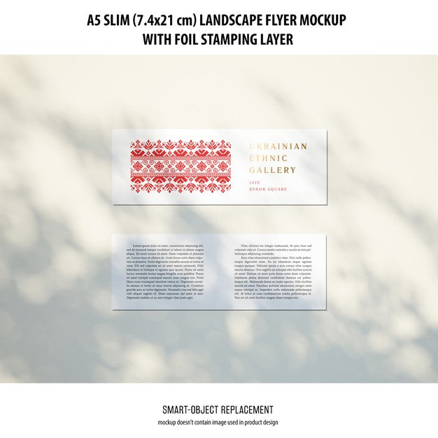 Free A5 Slim Landscape Flyer Mockup Psd