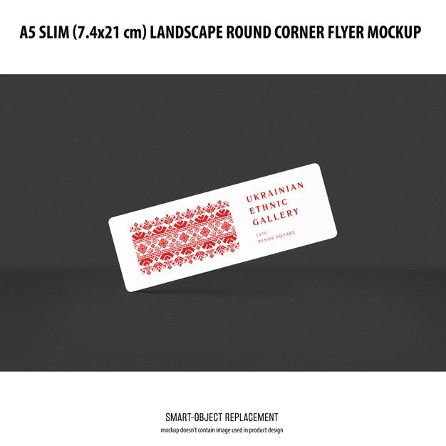 Free A5 Slim Landscape Flyer Mockup Psd