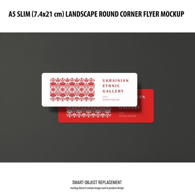 Free A5 Slim Landscape Flyer Mockup Psd