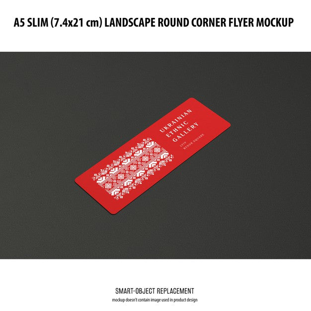 Free A5 Slim Landscape Flyer Mockup Psd