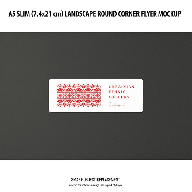 Free A5 Slim Landscape Flyer Mockup Psd