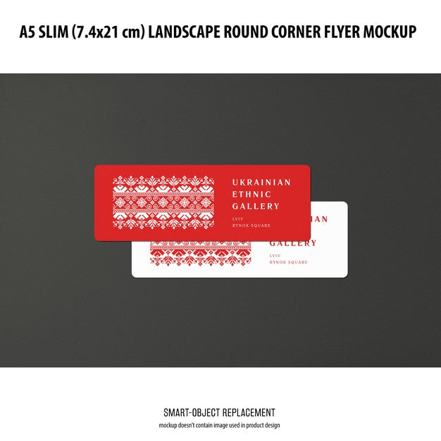 Free A5 Slim Landscape Flyer Mockup Psd