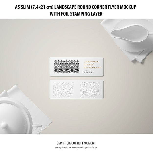 Free A5 Slim Landscape Flyer Mockup Psd