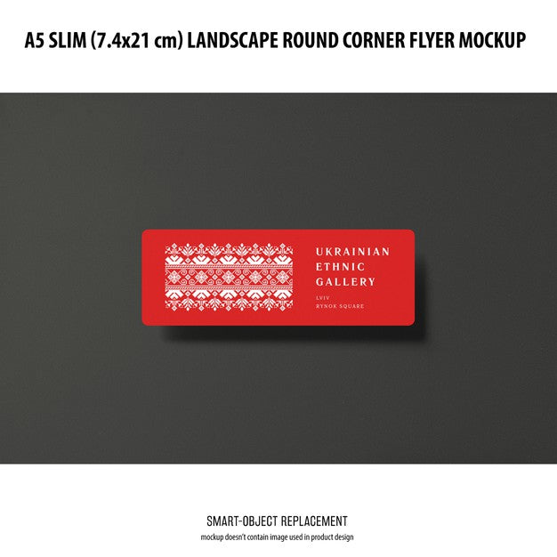 Free A5 Slim Landscape Flyer Mockup Psd