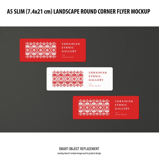 Free A5 Slim Landscape Flyer Mockup Psd