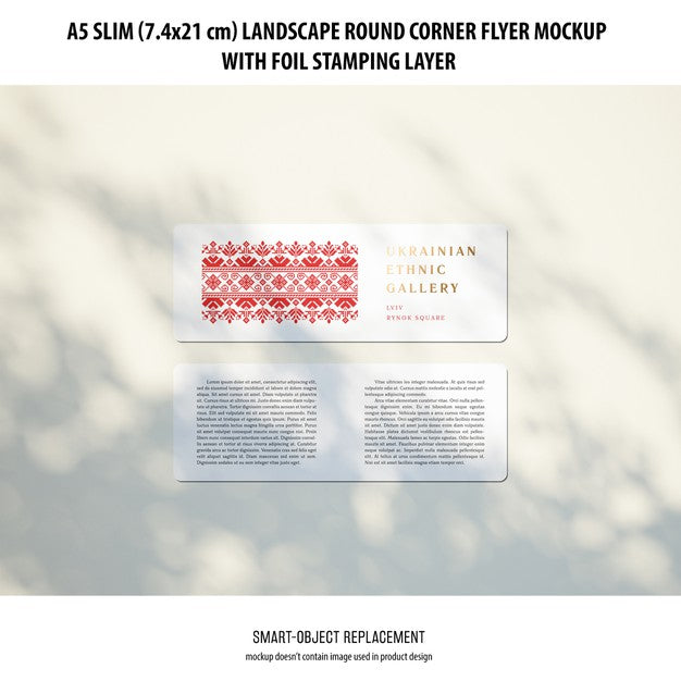 Free A5 Slim Landscape Flyer Mockup Psd