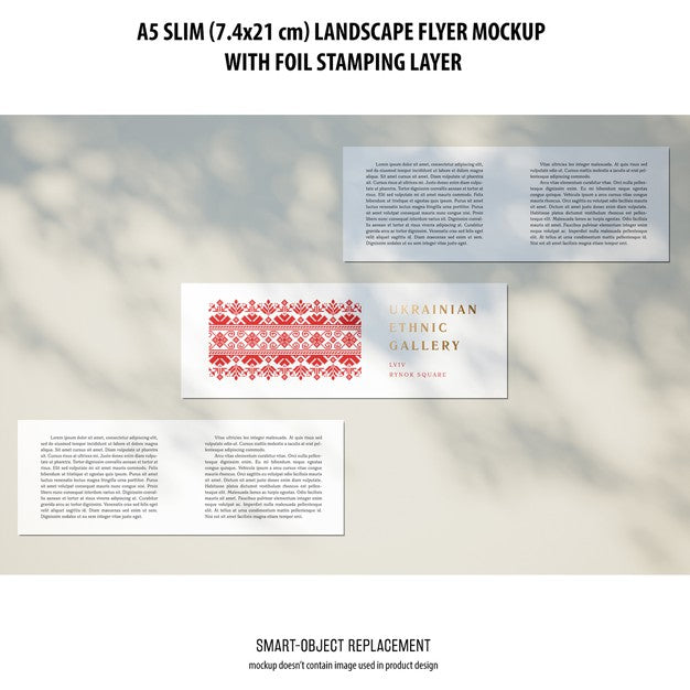 Free A5 Slim Landscape Flyer Mockup Psd