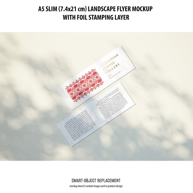 Free A5 Slim Landscape Flyer Mockup Psd