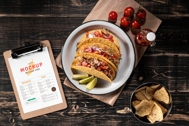 Free Above View Delicious Taco Arrangement Psd