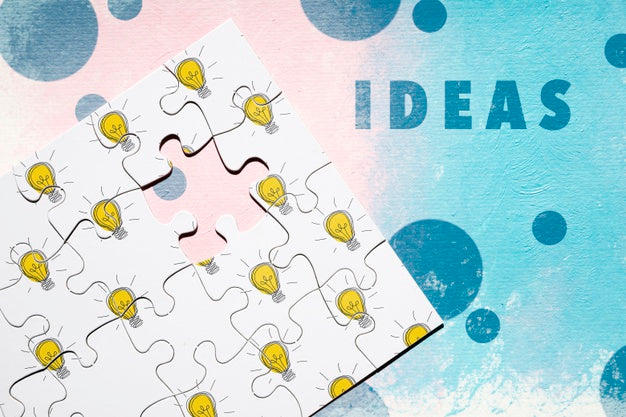 Free Above View Puzzle On Colorful Background Psd