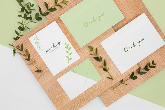 Free Above View Stationery Leaves And Wood Psd