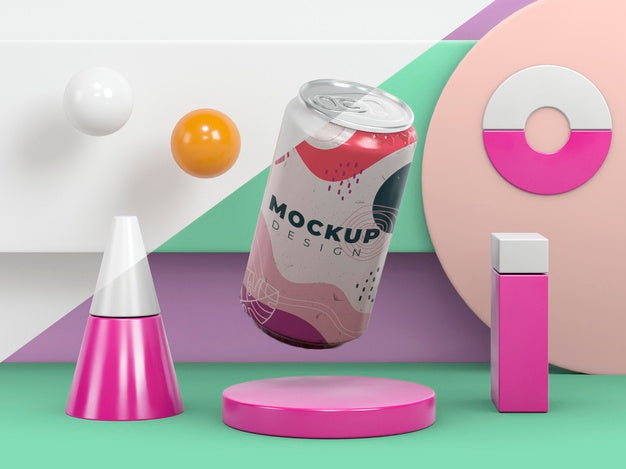 Free Abstract Can Packaging Mock-Up Psd