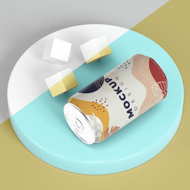 Free Abstract Can Packaging Mock-Up Psd